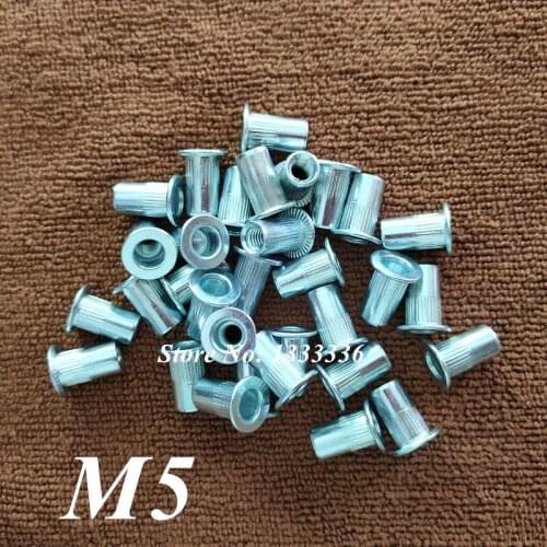 500pcs Threaded M5 Rivet Nuts Carbon Steel Zinc Plated Flat Head Rivet Insert Nuts Countersunk Blind Inserts Cap Rivnuts