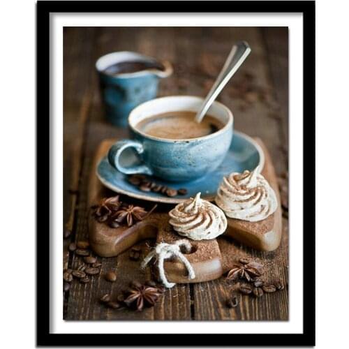 5D DIY Diamond Painting Cross Stitch Diamond Embroidery Coffee Pattern Full Drill Rhinestone Wall Decoration Gift