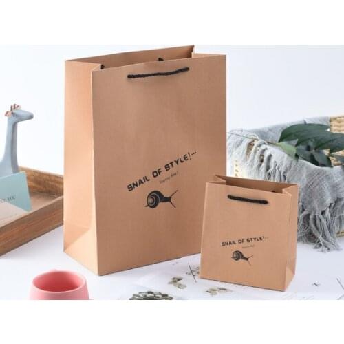 Free shipping Customized size logo eco friendly gift packaging square shopping Kraft paper bag with handles --XP2260