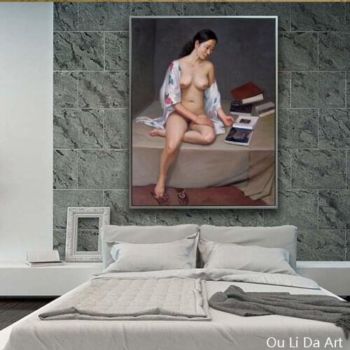 No frame realistic Chinese sexy women nude art canvas printings oil paintings printed on canvas wall art decoration picture
