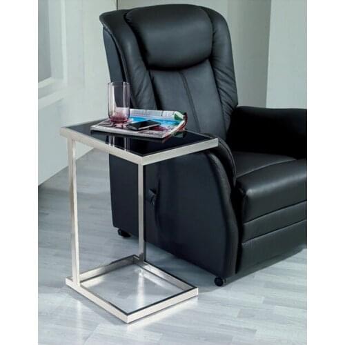 Stainless steel side table. Mobile toughened glass small tea table. The sofa side table