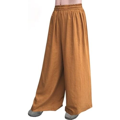Unisex Summer&Spring cotton&linen buddhist monks zen trousers shaolin monk pants blue/yellow/gray