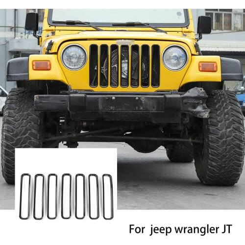 Black Front Grill Inserts Trims Kit Fit 1997-2006 For Jeep Wrangler TJ & Unlimited