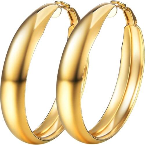 Collare Big Hoop Earrings For Women Gift 316L Stainless Steel Hoops Gold/Black Color Big Earrings Fashion Jewelry E201