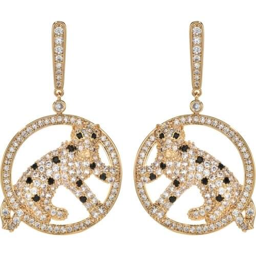 European and American fashion temperament leopard AAA zircon earrings female/girl wedding party new bride jewelry earrings gift