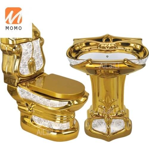 European court golden toilet retro hotel color toilet relief split toilet color gold creative toiletBiological Toilet Closestool