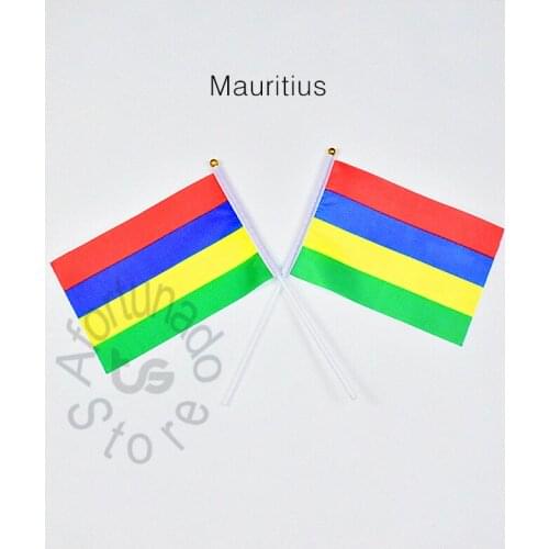 Mauritius flag Banner 14*21cm hand waving National flag Home Decoration flag banner