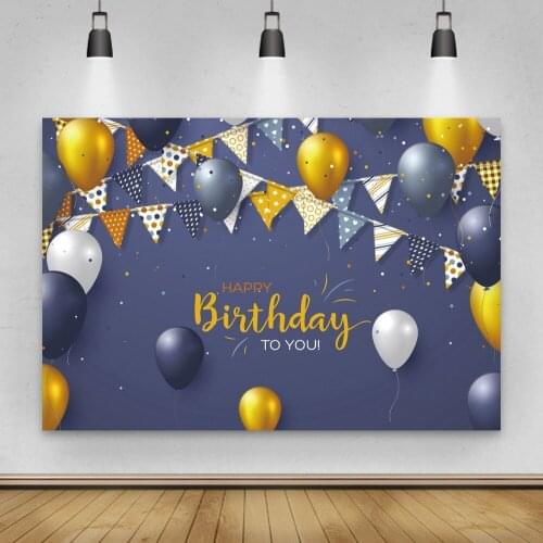 Laeacco Birthday Backdrops Pennant Balloons Polka Dots Custom Photography Backgrounds Photophones For Photos Photocall Photozone