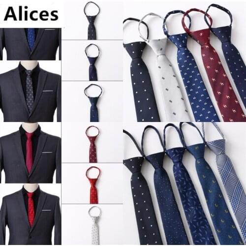 6.5cm Mens Luxury Noble Necktie for Wedding Party Business Formal Suits Fashion Convenient Pre-tied Zipper Narrow Ties Gifts