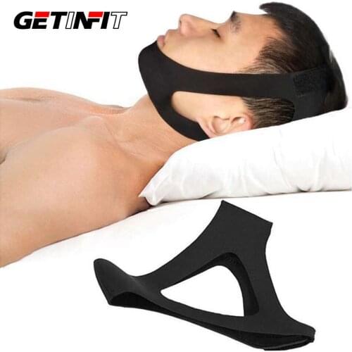 Getinfit Anti Snoring Chin Strap Anti Snore Stop Snoring Jaw Belt Sleep Support for Woman Man Care Sleeping Tools Black