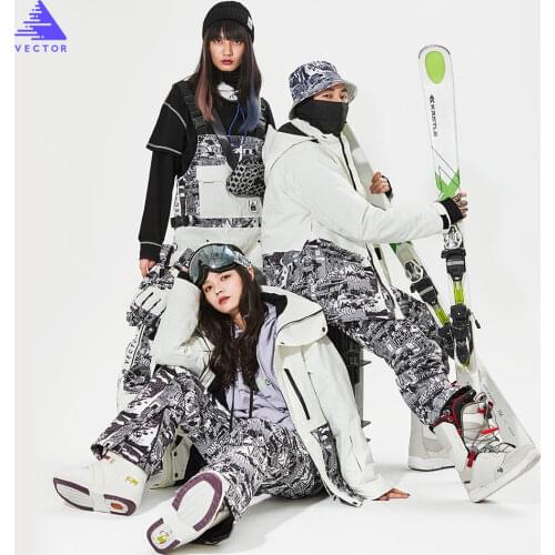 VECTOR Men Women Ski Suit Ski Jacket+Ski Pants Bib Overalls Winter Warm Windproof Waterproof Outdoor Sports Snowboard Skiing Set