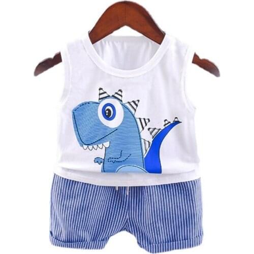New Boys Clothing Summer Newborn Baby Girl Clothes Children Cartoon Vest Shorts 2Pcs/Sets Toddler Cotton Costume Kids Tracksuits