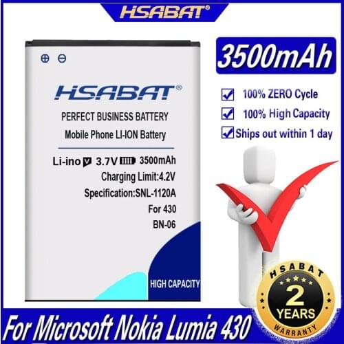 HSABAT BN-06 BN06 BN 06 3500mAh Battery for Microsoft Nokia Lumia 430 Lumia430