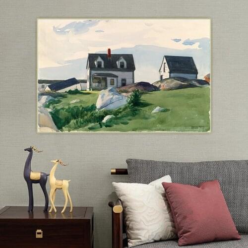 Houses of Squam Light1923, by Edward Hopper Canvas Oil Painting Art Aesthetic Picture Poster Wall Backdrop Decor Home Decoration