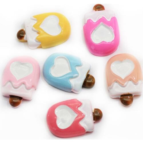 Summer Style Resin Mixed Hearts Popsicle Decoration Crafts Flatback Cabochon Embellishments For Scrapbooking Diy Accesso