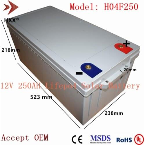 Lifepo4 12V 250AH 3200W free Maintenance Deep Cycle Built 4S BMS 200A for UPS Camper Caravan Solar Energy Storage System