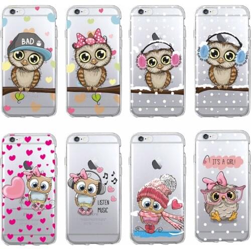 Cute Owl Hearts Lover Christmas Clear Phone Case Fundas Coque Cover For iPhone 11 Pro Max 7 7Plus 6 6S 8 8PLUS X XS Max