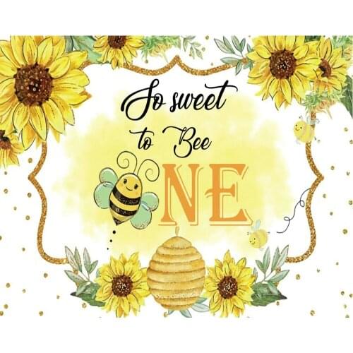Cartoon Sunflower Bee Sweet Birthday Party Backdrop Baby Shower Room Decor Photo Booth Studio Prop