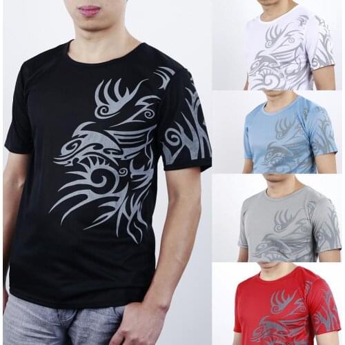 Mens Summer Casual Fashion Tattoos Printed Short Sleeve Crew Neck Tee T-Shirt Top Plus Size Workwear Streetwear Men Clothing