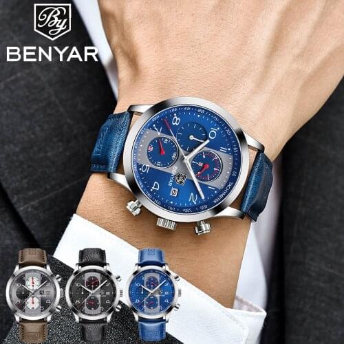 2021 Mens Watch Top Brand Luxury Leather Sports Chronograph Waterproof Business Wristwatch Relogio Masculino Gift for Man