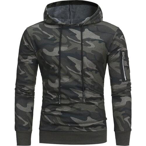 Mens Camouflage Sweater Tide Brand Casual Plus Velvet Hoodie Printing Loose Long-Sleeved Jacket