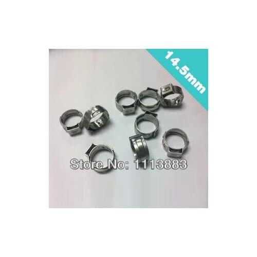 PACK OF 100 STAINLESS Single Ear Crimp Hose Clamps Size 9/16" or 14.5mm