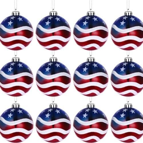 American National Day Patriotic 7-Piece Stainless Steel Knife Set 6cm American Flag Christmas Ball Independence Day Decorations