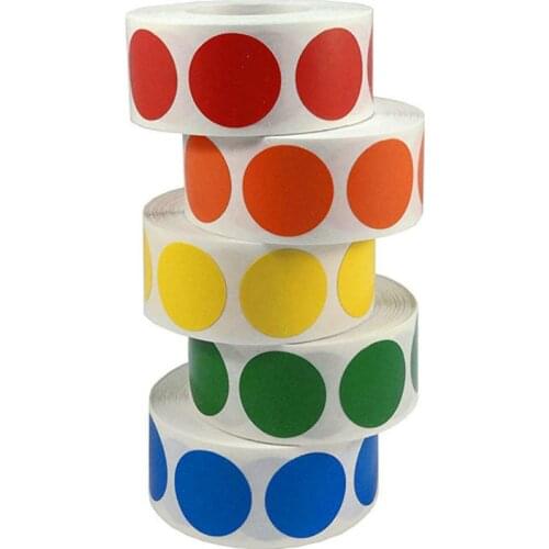 Stationery stickers Chroma Label 1 inch Color-Code Dot Labels stickers 500/Roll Black,white,green,blue,orange,red,pink,yellow