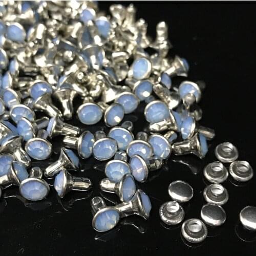 New Coming DIY 50PCS 4MM Air Blue Opal CZ+++ Hardware Rivets Blue Opal Crystal Rivets Leather Craft Punk Studs Fit DIY Making