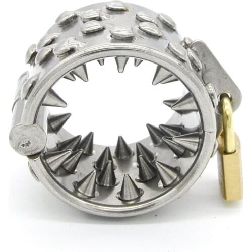 Stainless Steel Spike Penis Rings Pendant Scrotum Testicle Chastity Belt Ring Metal Cock Ring Sex Toy For Men/male Dick Delay