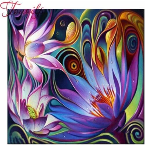 Full 5D Diy Daimond Painting "Lotus&Flower" 3D Diamond Painting Round square Rhinestones Diamant Painting Embroidery Animal