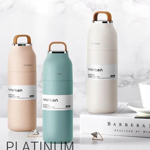 Portable Outdoor Movement Travel Water Cup Water Bottle 350ml Office Home Double Layer Vacuum Stainless Steel Vacuum Thermos
