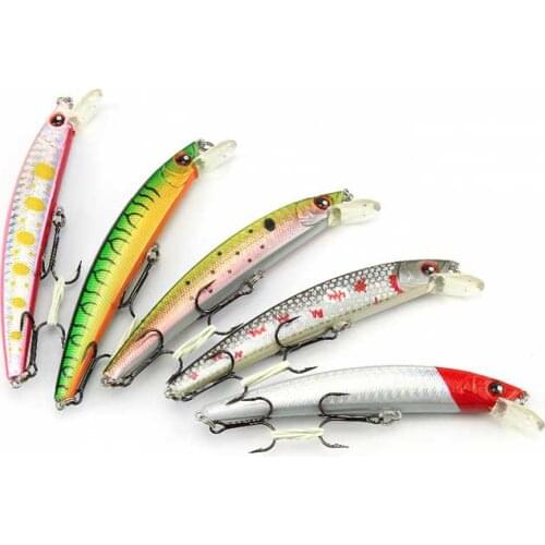 NOEBY 1 Pcs Fishing Lure 110mm/14g 0-1m Floating Super Minnow Lures Fishing Bait VMC Treble Hooks Colorful 3D Eyes NBL 9191