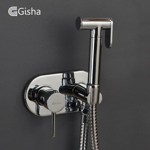Gisha Toilet Brass Hand Held Bidet Faucet Shower Head Douche Kit Shatta Copper Valve Bathroom Bidet Hot And Cold Warter Tap