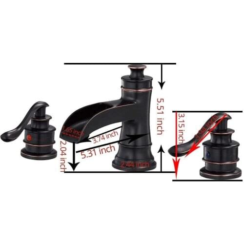 Vidric Black Bronze Waterfall Basin Faucets 3 Holes 2 Handles Hot Cold Water Mixer Tap Bathroom Sink Faucet Lavatory Mixer Taps