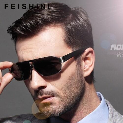 FEISHINI 3258 High Quality Sun Glassees Stainless Steel Eyewear UV400 Brand Design Sunglasses Men Polarized Driving Oculos