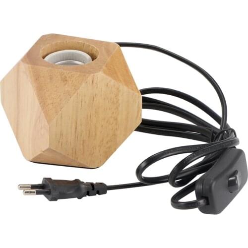 Modern Table Lamp E27 Wooden Desk Lamp Diamond Bedside Lamp For Home/Bedroom/Living Room Dector EU Plug Wooden Base