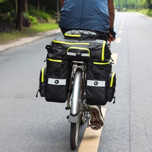 Mountain Road Bicycle Bike 3 in 1 Trunk Bags Cycling Double Side Rear Rack Tail Seat Pannier Pack Luggage Carrier Backpack