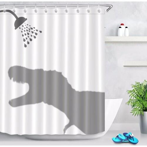 LB Animal Shadow Shower Curtain Dinosaur Bathroom White Waterproof Washable Mildew Resistant Polyester Fabric for Bathtub Decor
