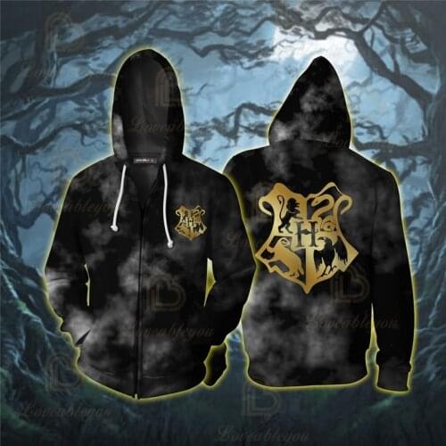 Wizardry 3D Printed Zip Up Hoodie with Pocket for Adults Unisex Sweatshirt Costume Hoodies