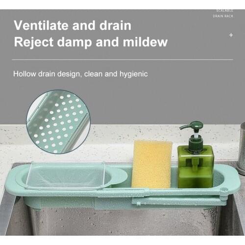 Retractable Drain Basket Sink Rack Telescopic Drain Rack Filter Leftovers Drain Basket Dishwashing Cloth Storage Kitchen Tools