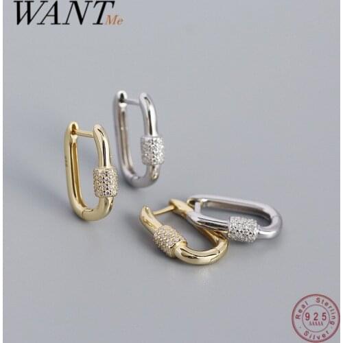 WANTME 925 Sterling Silver Punk Goth Lock Ear Buckle Earrings for Women Simple Fashion European Fine Hoop Earring Jewelry 2021