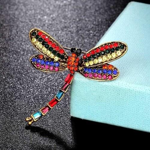 Zlxgirl coloful dragonfly shape Brooch jewelry for women party gifts Crystal Brooch Hijab Accessories women clothing scarf pins