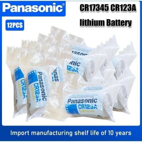 12PCS Panasonic CR123A CR123A CR123 123A CR 123 A123 CR17345 16340 3V Lithium Battery for Camera Flashlight dry primary cell