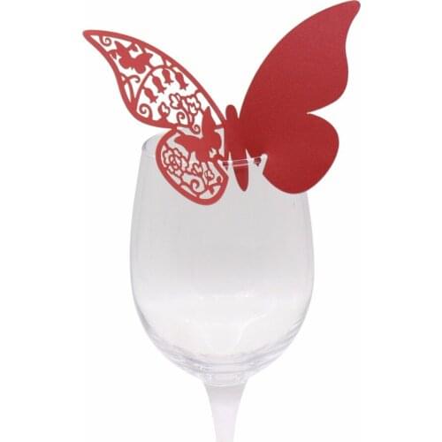 18 colors 20pcs/lot Butterfly Paper Place Card Cup Cards Table Mark Wine Glass cards Wedding Favors Party Decor