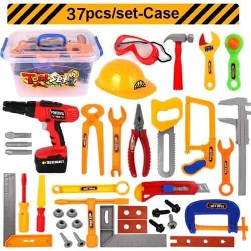 19~37pcs Boys Toy Repair Tools Plastic Simulation Tools Electric Drill Toy For Children Baby Early Learning Educational Toys Kid