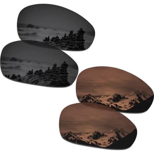 SmartVLT 2 Pairs Polarized Sunglasses Replacement Lenses for Oakley Juliet Stealth Black and Amber Brown