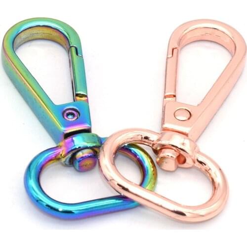20mm Rainbow Swivel clasp D ring Lobster Clasps Swivel Trigger Clips Swivel Lanyards Handbag Hook Snap Hooks Clips-6pcs