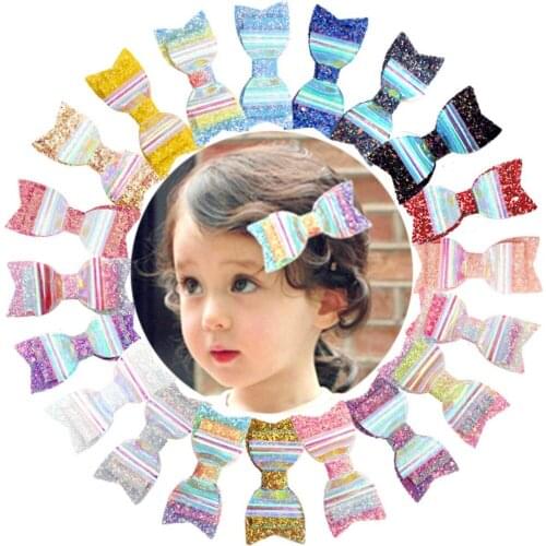 30Pcs Colorful Radiant Glitter Sequins Baby Girls Hair Bows Alligator Hair Clips for Girls Toddlers and Kids