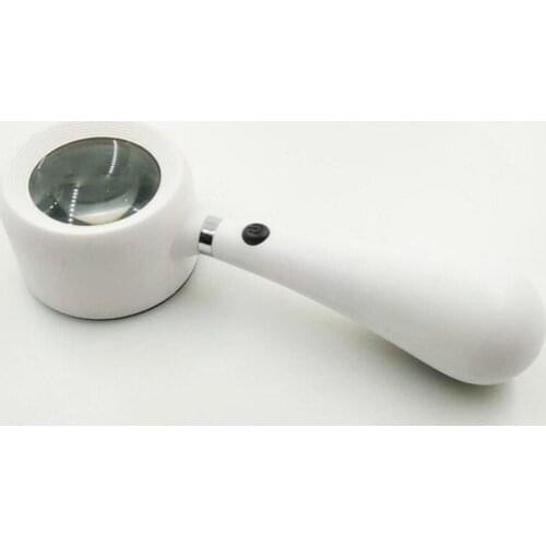 4.5 Times White Pocket Toy Gift LED Educational Magnifier Magnifying Glass Handheld Office Reading Loupe with Lamps for Children